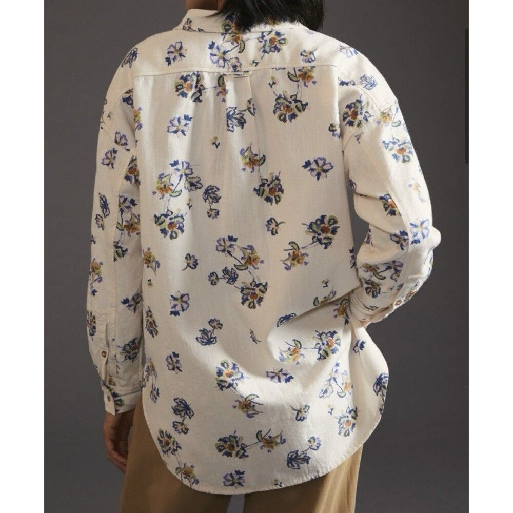 Pilcro Anthropologie Kailey Floral Tunic Button Down Size Large - Picture 3 of 13